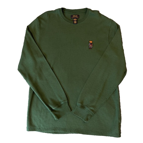Polo Ralph Lauren Other - Polo Ralph Lauren Sleepwear Waffle Knit Thermal Shirt Jeans Bear Green Men's L